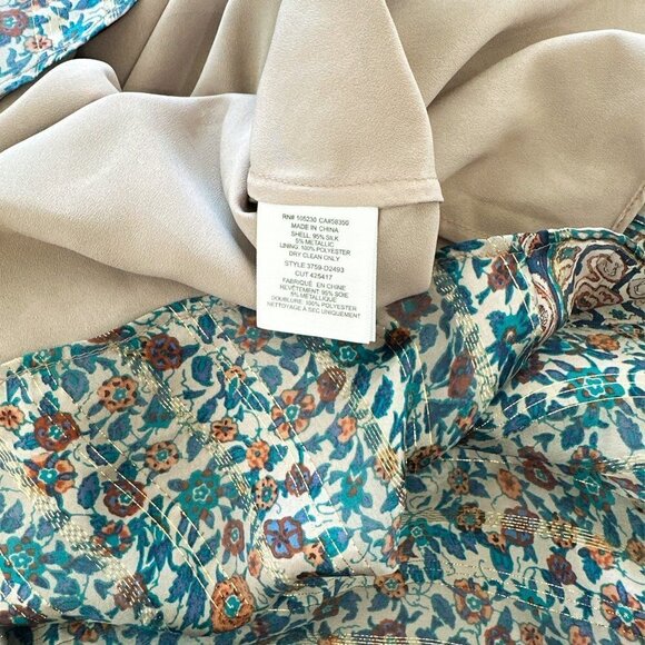 JOIE Sofinne Dusty Mink Boho Silk Floral Blouson Metallic Mini Dress NEW NWT XS - Picture 6 of 7